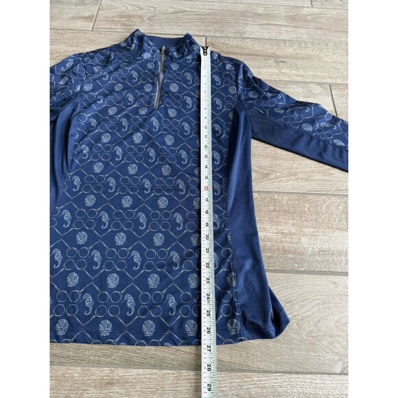 Romfh Ladies Chill Factor Long Sleeve 1/4 Zip Blue Shirt Large Seahorse Shells - Picture 6 of 7